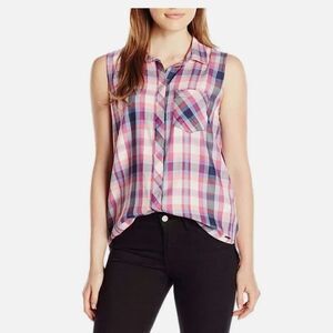 Calvin Klein plaid sleeveless button down shirt